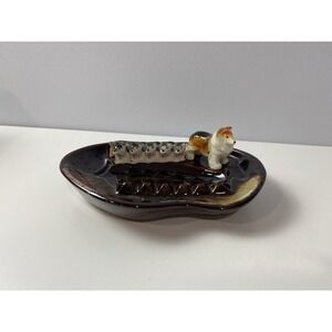 Vintage‎ Royal Sealy Japan Border Collie & Puppies Ashtray Glazed Ceramic